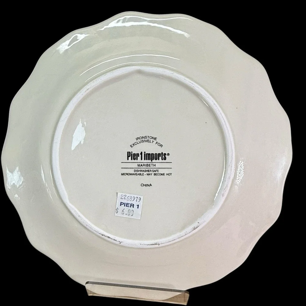 PIER 1 Maribeth Salad Dessert Plates Cranberry Scalloped Retired Set Of‎ 5